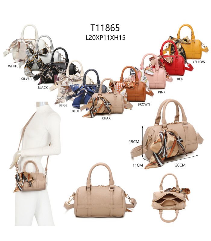 T11865 - Bolso con pañuelo de color con un gran compartimento