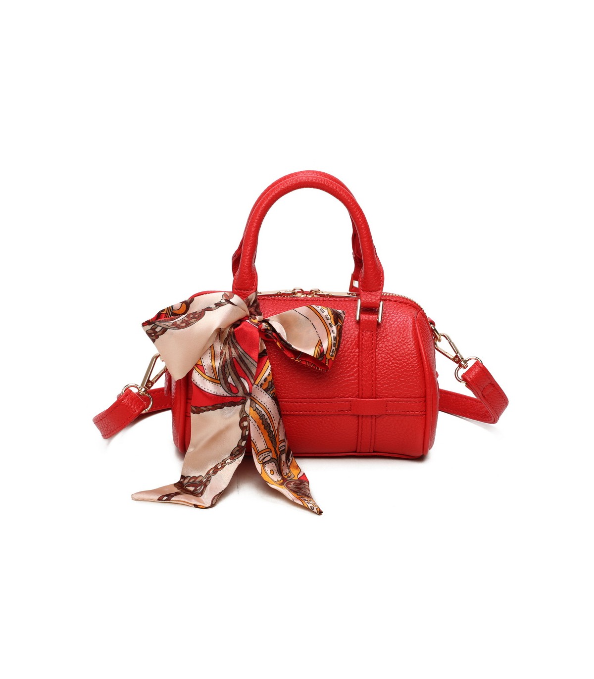 T11865 - Bolso con pañuelo de color con un gran compartimento