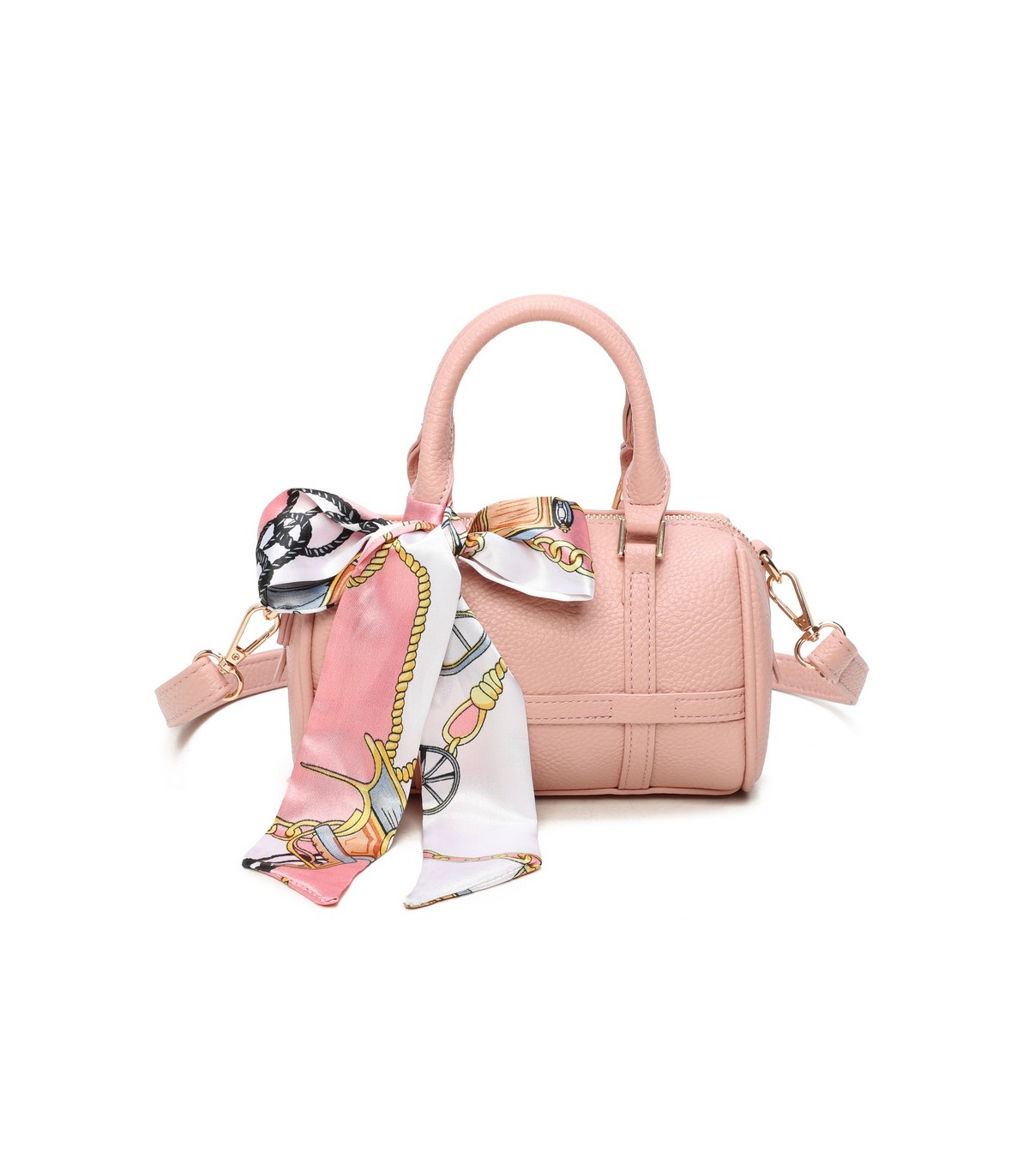 T11865 - Bolso con pañuelo de color con un gran compartimento