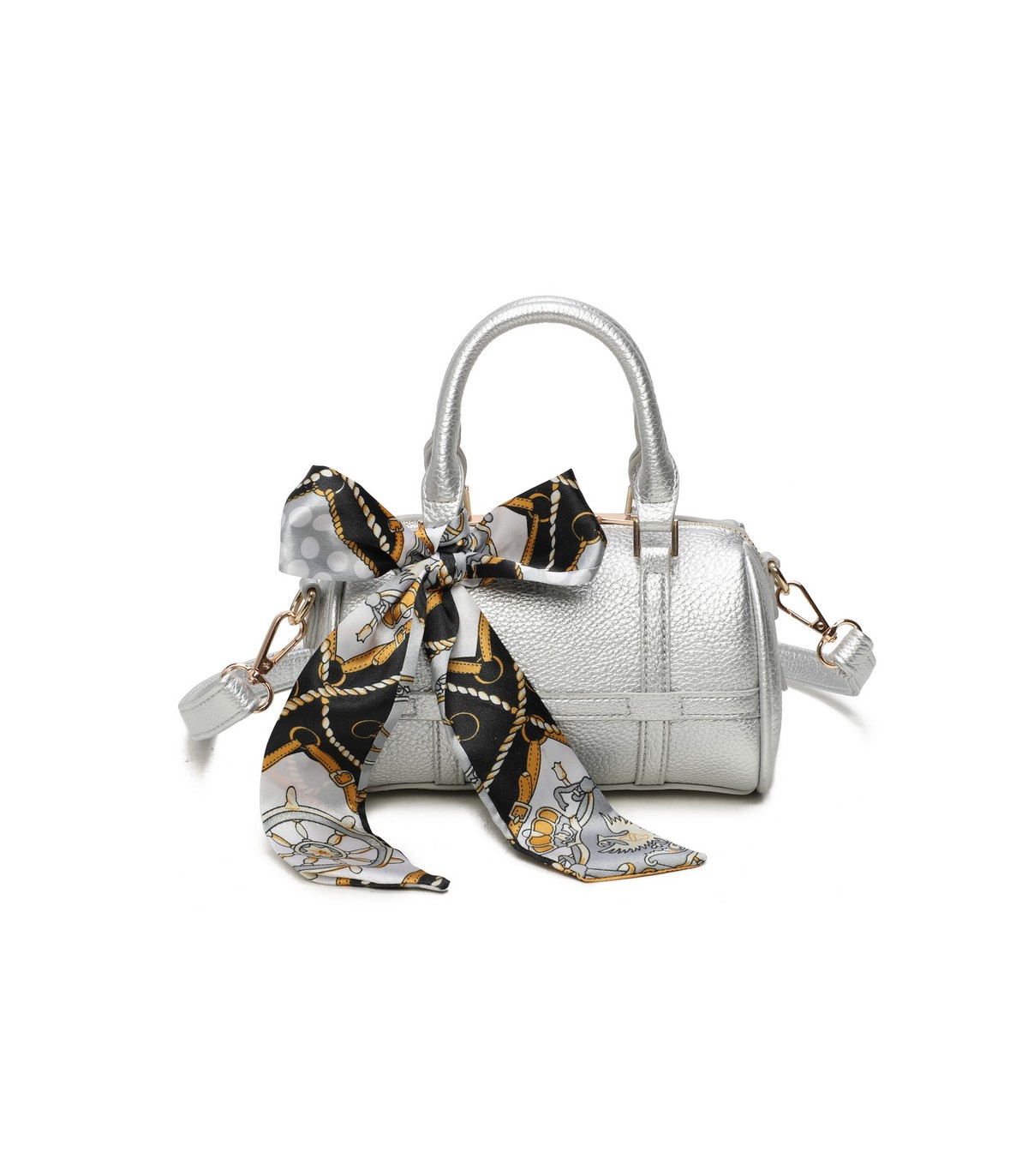 T11865 - Bolso con pañuelo de color con un gran compartimento