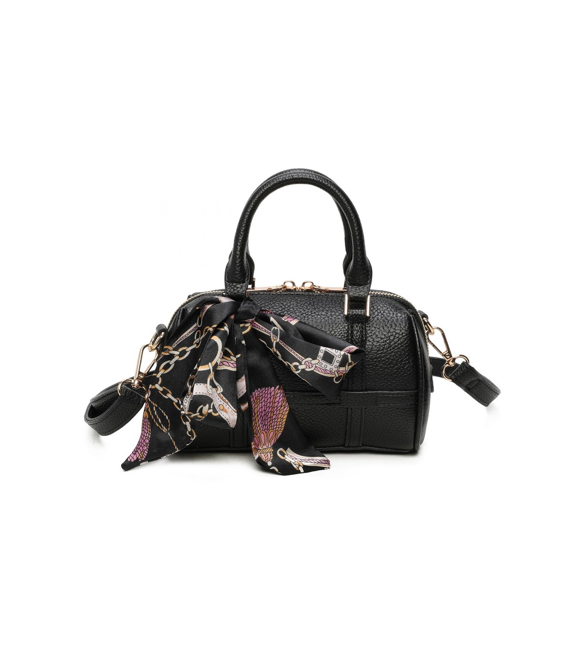 T11865 - Bolso con pañuelo de color con un gran compartimento