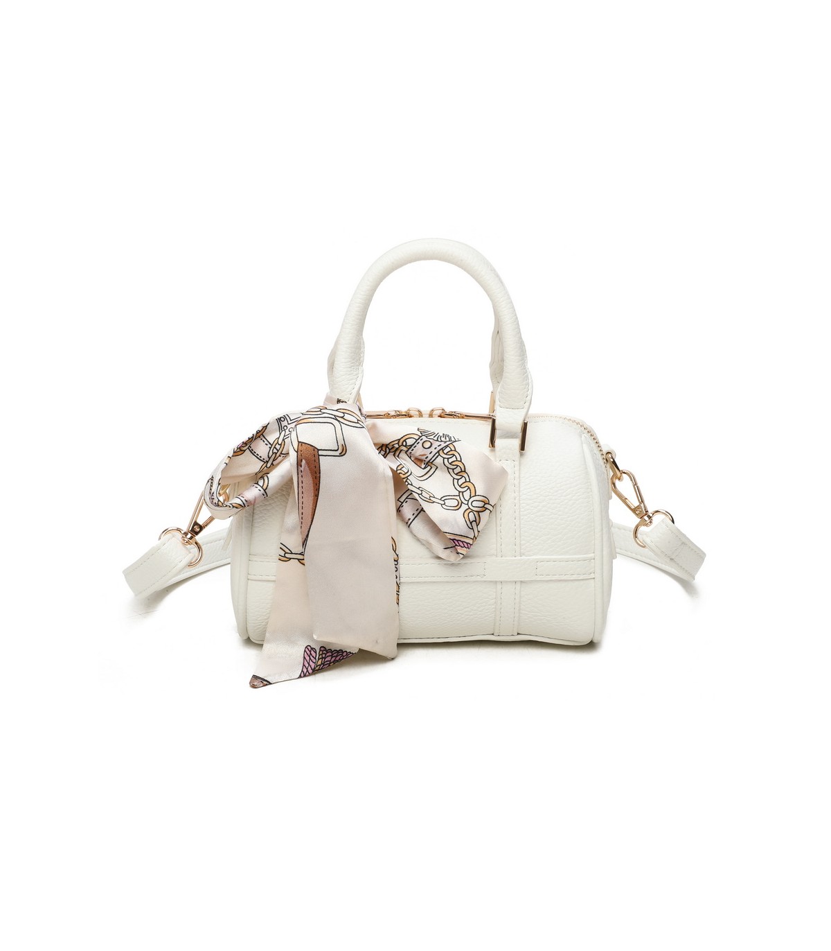 T11865 - Bolso con pañuelo de color con un gran compartimento