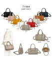 T11844 - Bolso rectangular casi redondo con decoración de bolitas