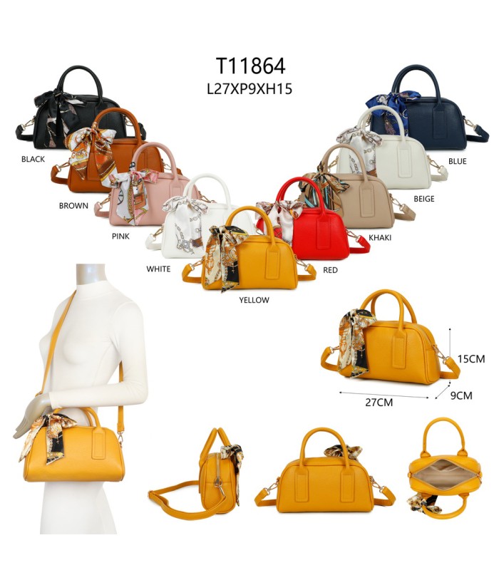 T11864 - Bolso de forma trapezoidal con pañuelo y bandolera para colgar