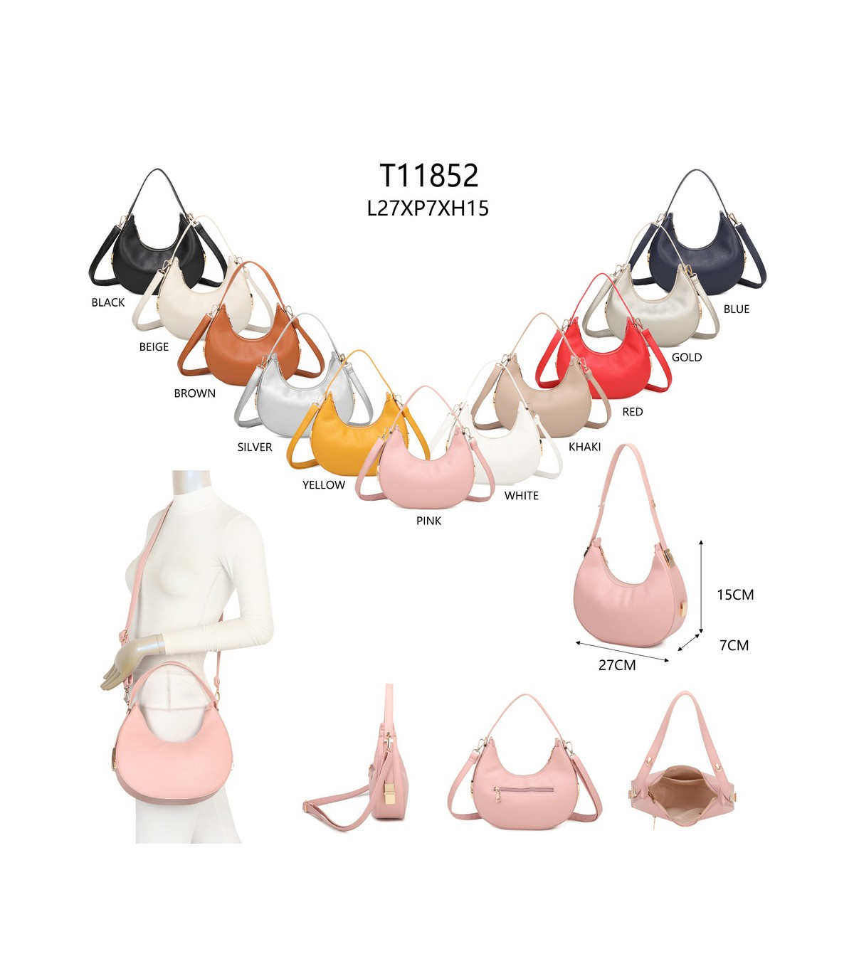 T11852 - Bolso medialuna con bandolera ajustable