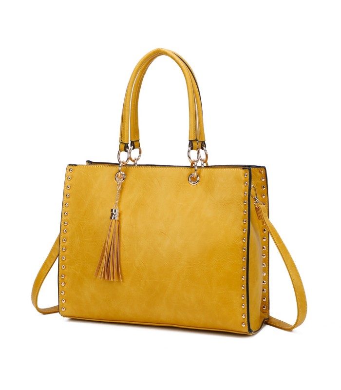 T11827 - Bolso con neceser rectangular y decoraciones de tachuelas