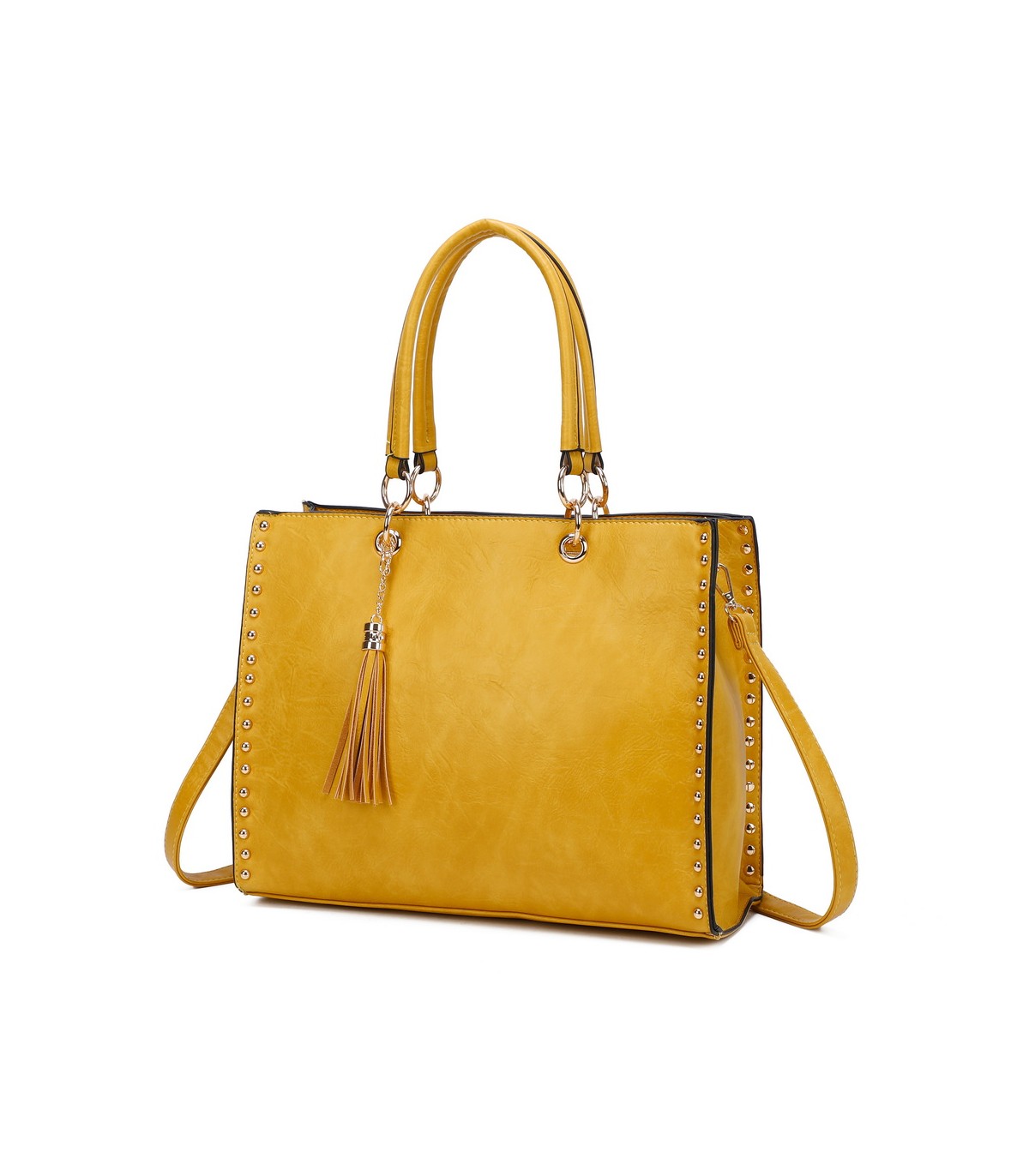 T11827 - Bolso con neceser rectangular y decoraciones de tachuelas