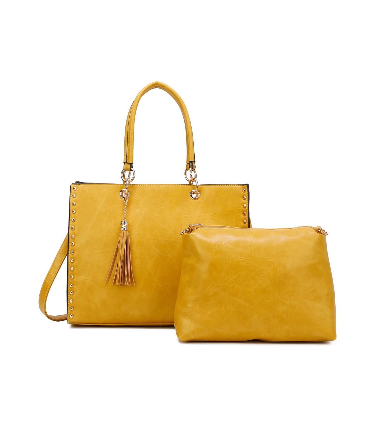 T11827 - Bolso con neceser rectangular y decoraciones de tachuelas