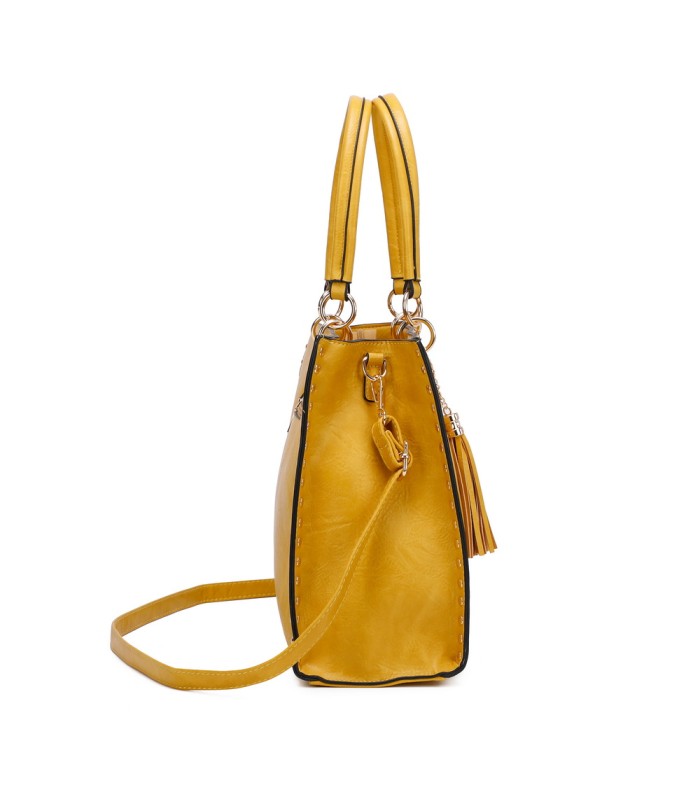 T11827 - Bolso con neceser rectangular y decoraciones de tachuelas
