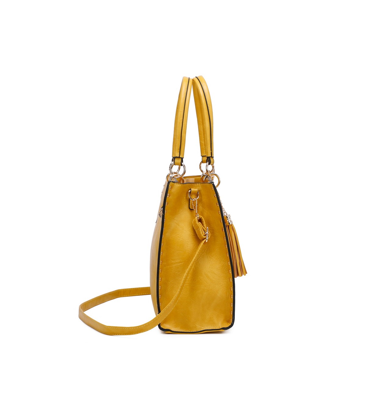 T11827 - Bolso con neceser rectangular y decoraciones de tachuelas