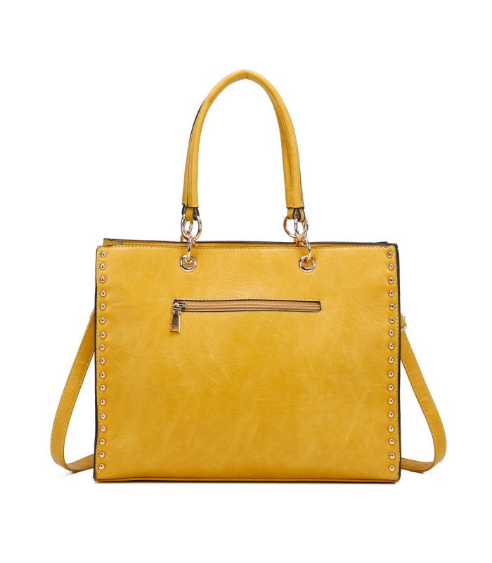 T11827 - Bolso con neceser rectangular y decoraciones de tachuelas
