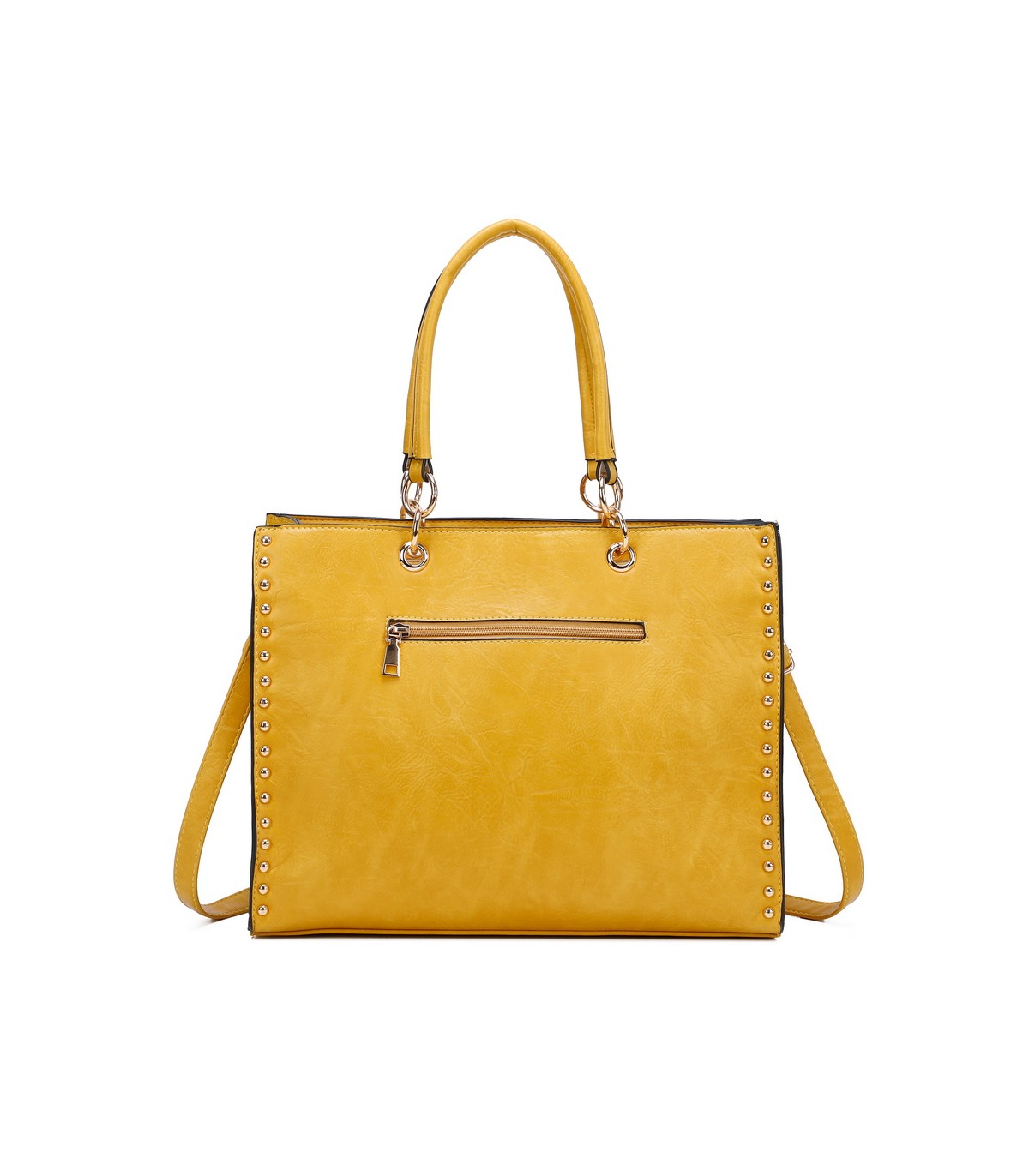 T11827 - Bolso con neceser rectangular y decoraciones de tachuelas
