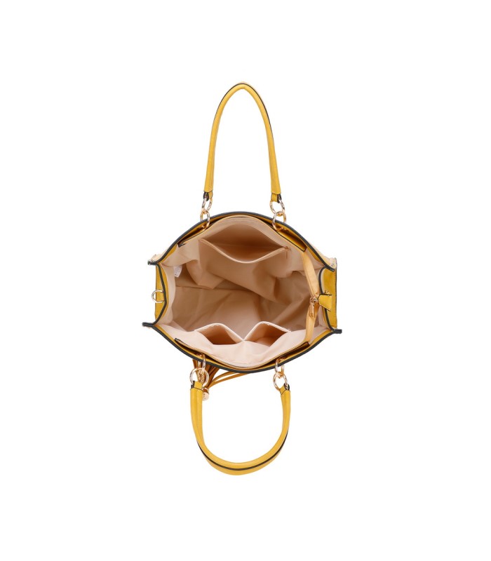 T11827 - Bolso con neceser rectangular y decoraciones de tachuelas