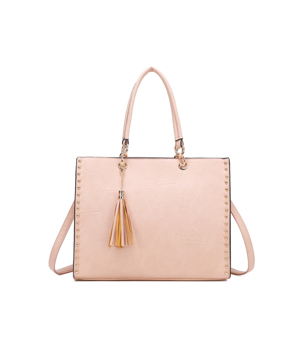 T11827 - Bolso con neceser rectangular y decoraciones de tachuelas