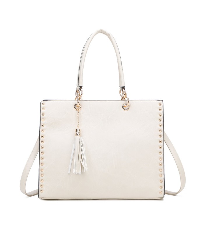 T11827 - Bolso con neceser rectangular y decoraciones de tachuelas