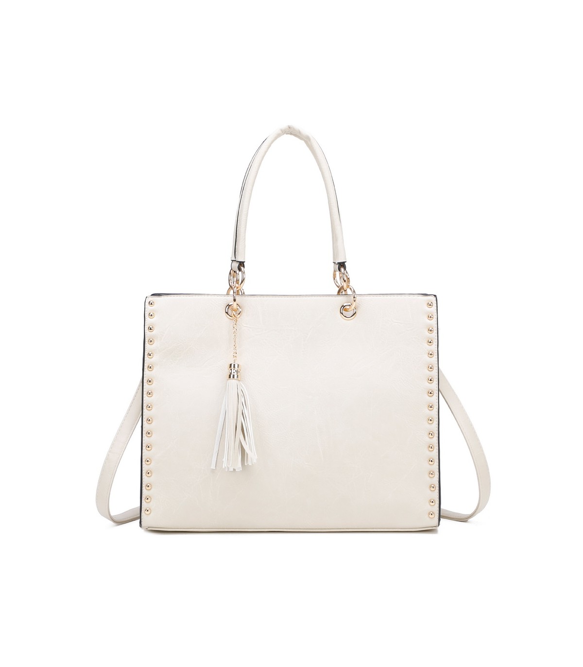 T11827 - Bolso con neceser rectangular y decoraciones de tachuelas