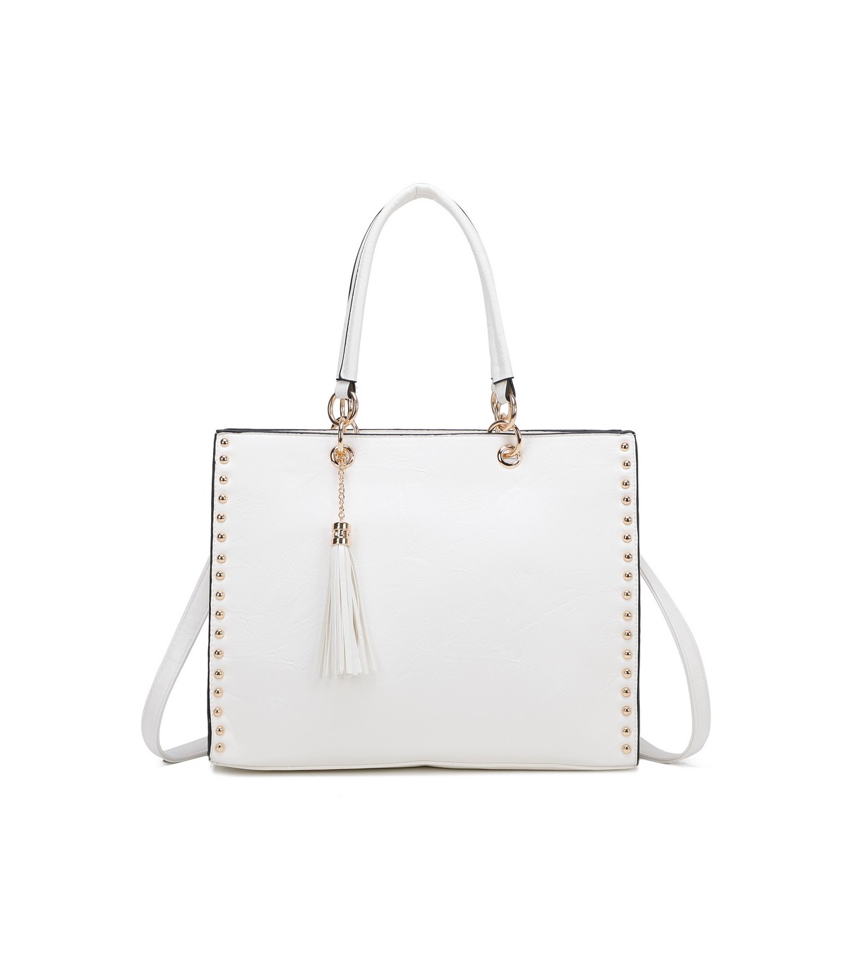 T11827 - Bolso con neceser rectangular y decoraciones de tachuelas