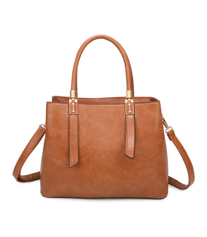 T11839 - Bolso texturizado con grandes asas y bandolera múltiples colores