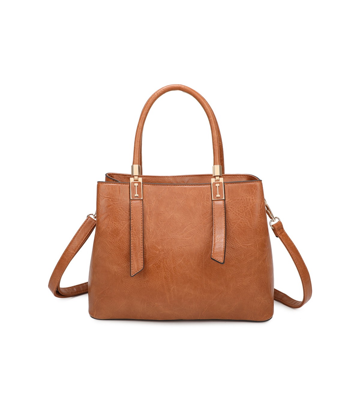 T11839 - Bolso texturizado con grandes asas y bandolera múltiples colores