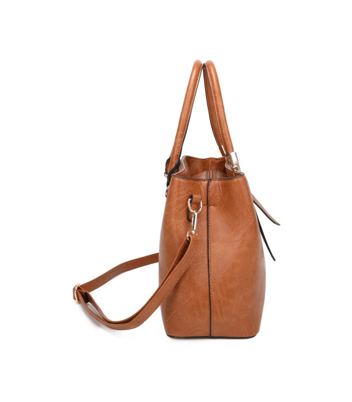 T11839 - Bolso texturizado con grandes asas y bandolera múltiples colores