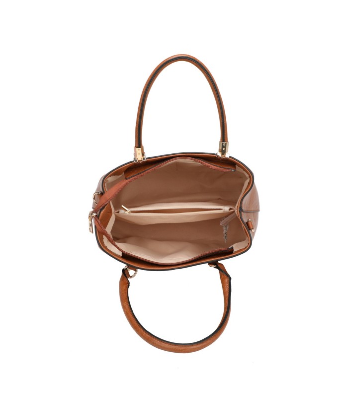 T11839 - Bolso texturizado con grandes asas y bandolera múltiples colores