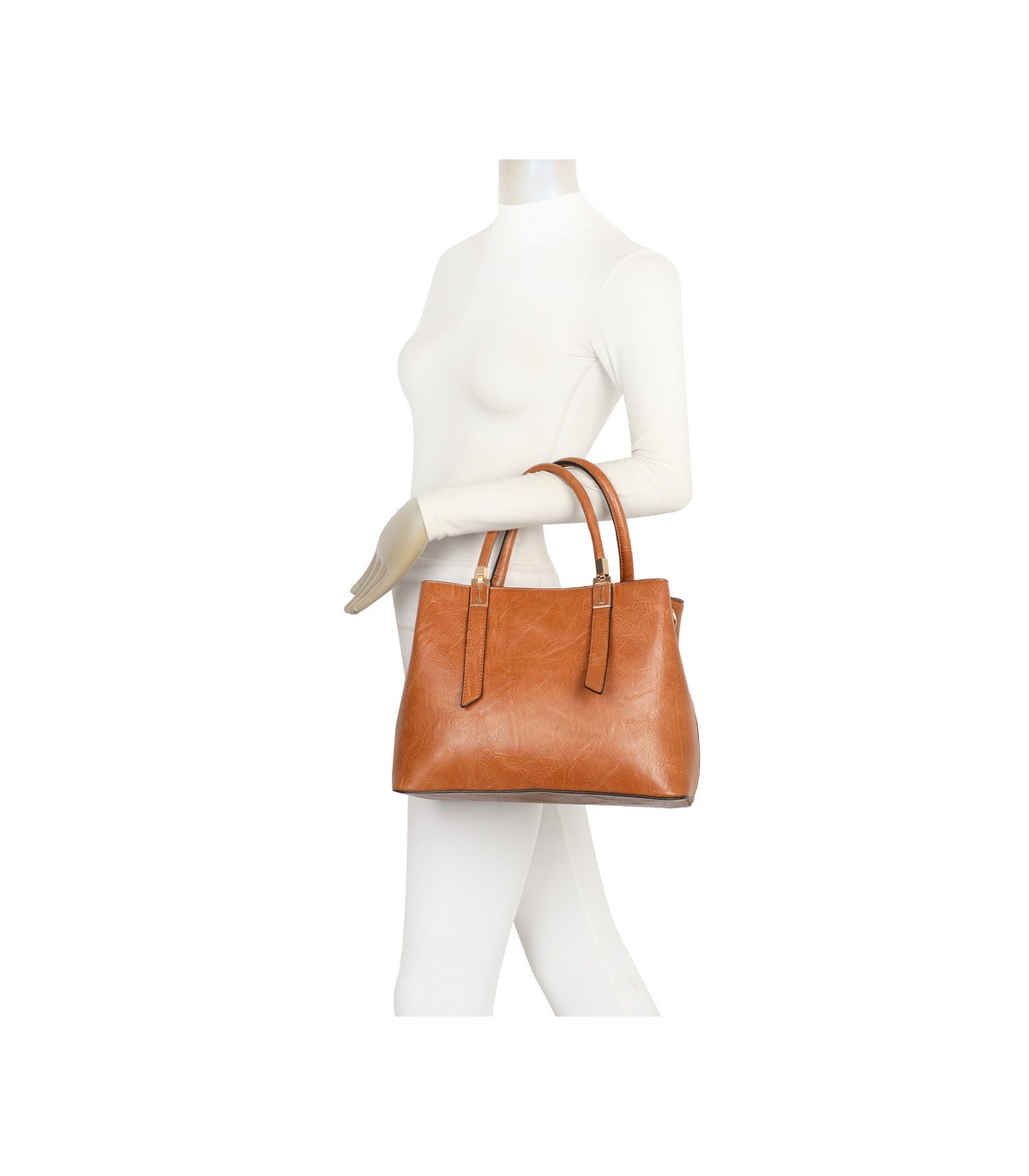T11839 - Bolso texturizado con grandes asas y bandolera múltiples colores