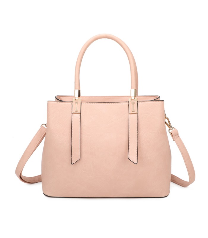 T11839 - Bolso texturizado con grandes asas y bandolera múltiples colores