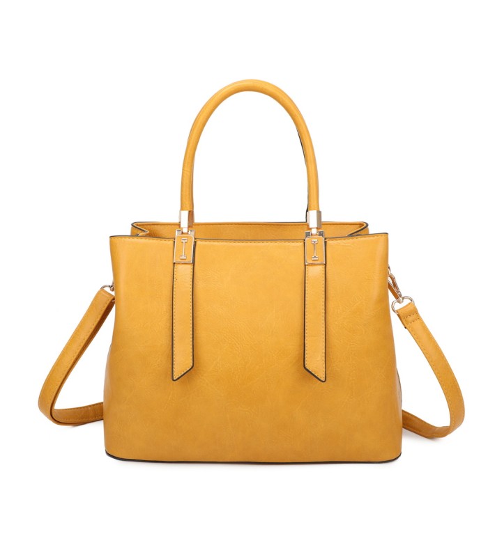 T11839 - Bolso texturizado con grandes asas y bandolera múltiples colores