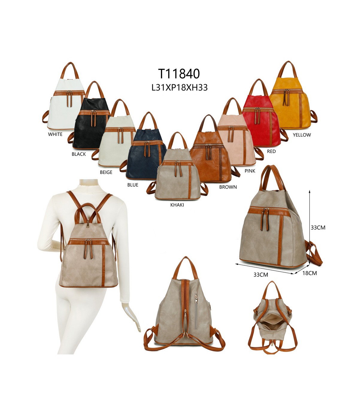 T11840 - Mochila con bolsillos delanteros y un bolsillo antirrobo