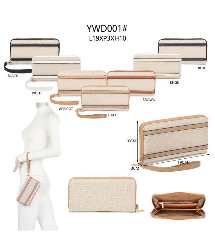 YWD001 - Cartera de tela con varios compartimentos