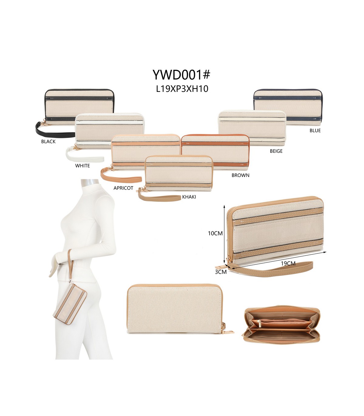 YWD001 - Cartera de tela con varios compartimentos