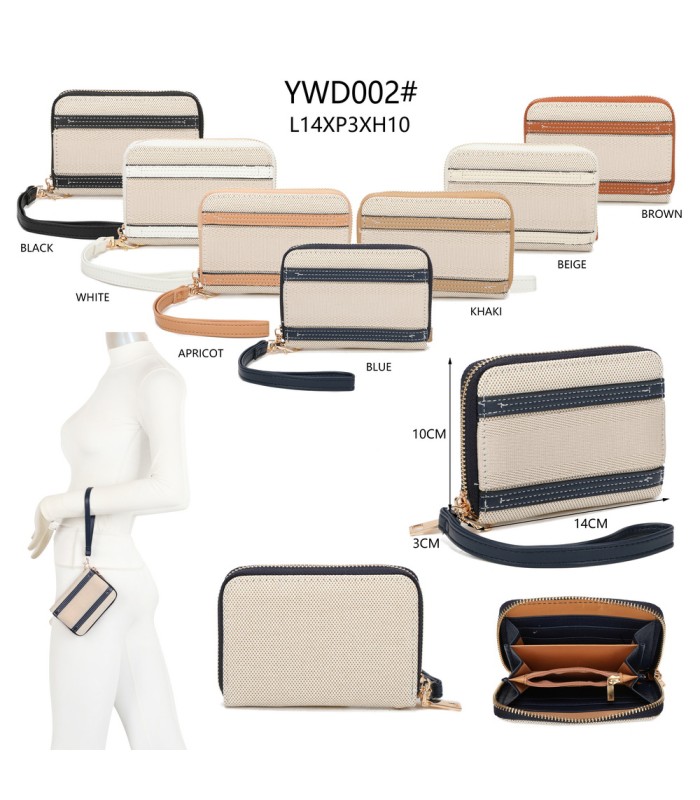 YWD002 - Cartera monedero de tela con banda de color