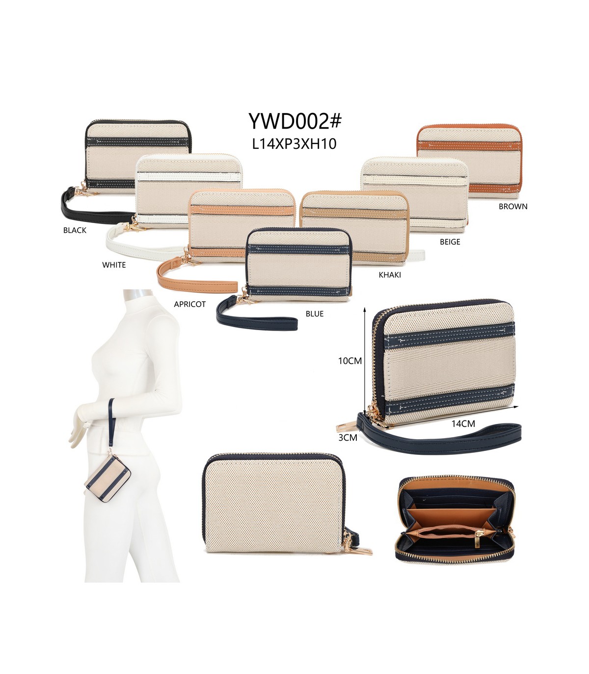 YWD002 - Cartera monedero de tela con banda de color
