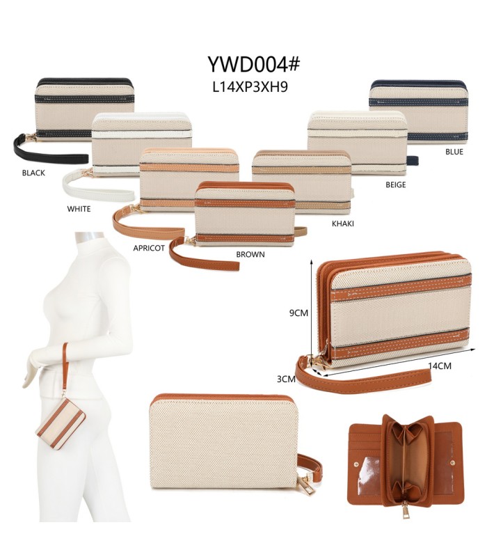 YWD004 - Cartera que se abre en abanico con varias ventanas para documentos y monedero