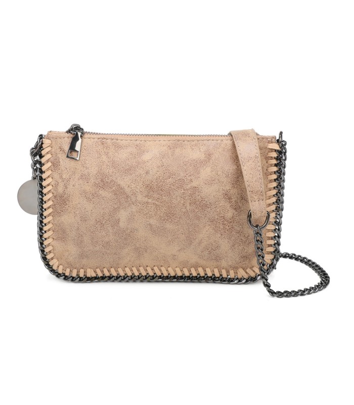 T11824 - Bolso de metalizado para fiesta con bandolera de cadena