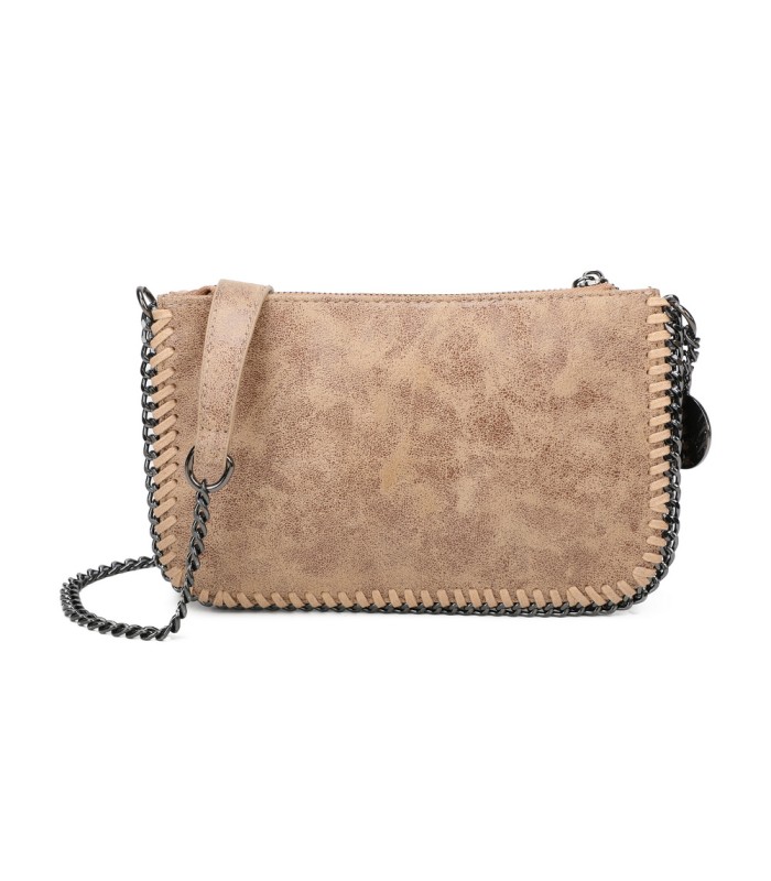 T11824 - Bolso de metalizado para fiesta con bandolera de cadena