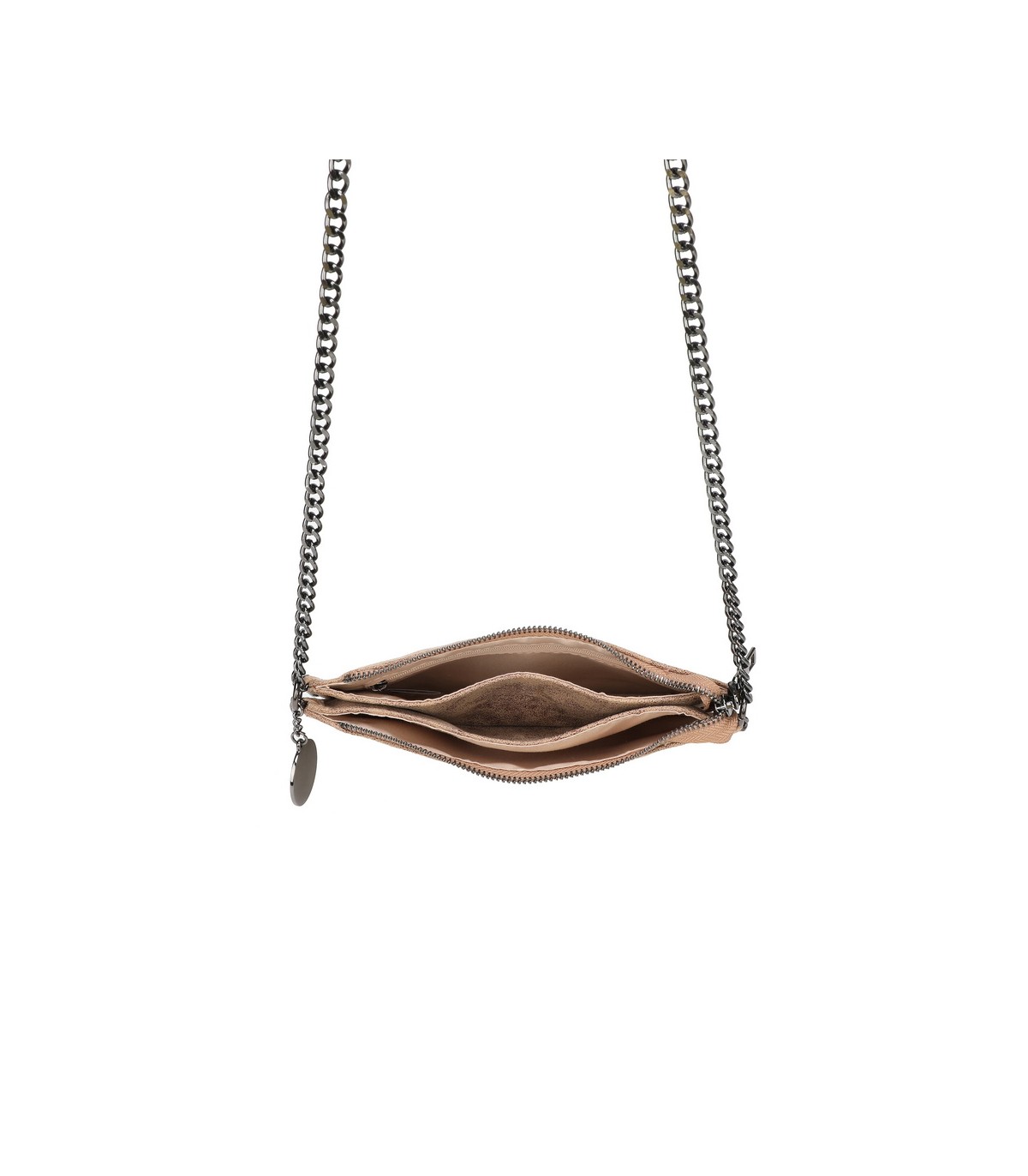 T11824 - Bolso de metalizado para fiesta con bandolera de cadena