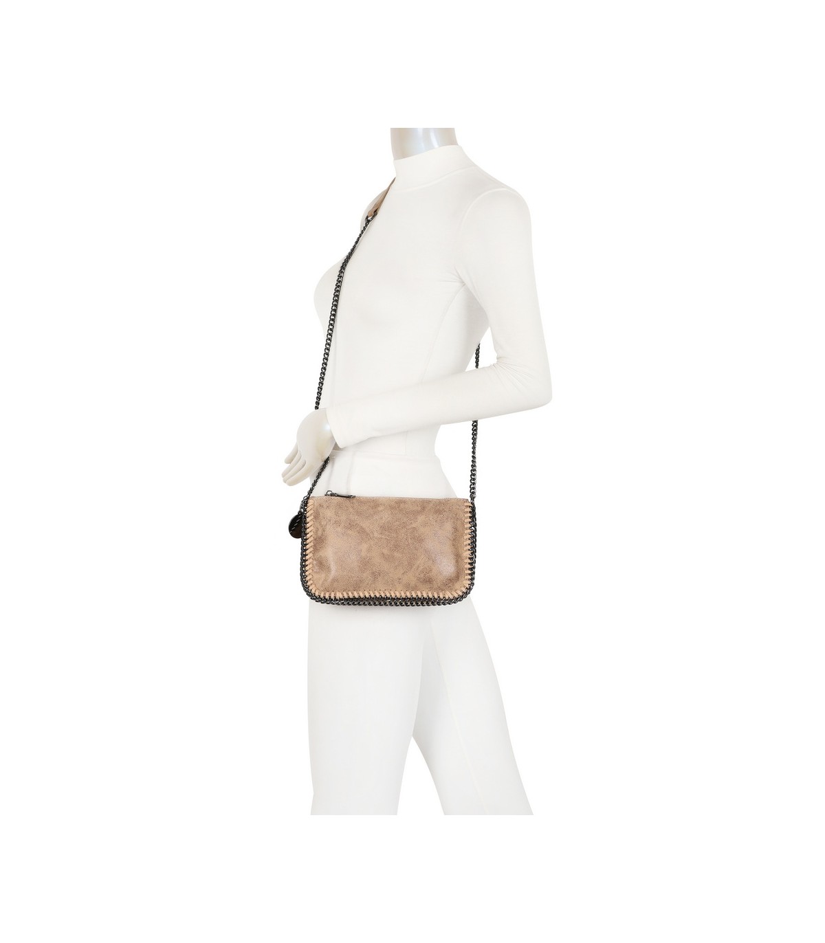 T11824 - Bolso de metalizado para fiesta con bandolera de cadena