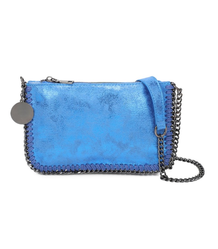 T11824 - Bolso de metalizado para fiesta con bandolera de cadena