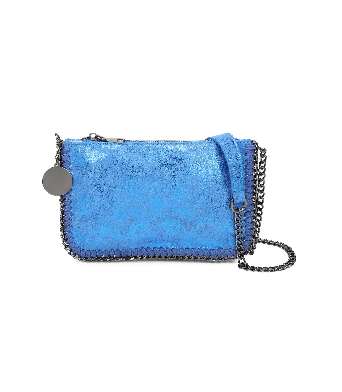 T11824 - Bolso de metalizado para fiesta con bandolera de cadena