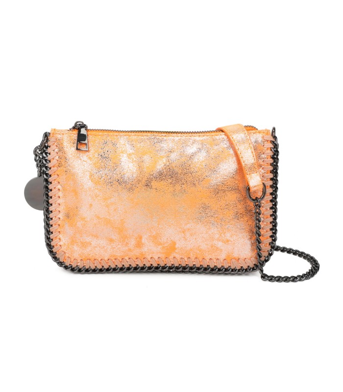 T11824 - Bolso de metalizado para fiesta con bandolera de cadena