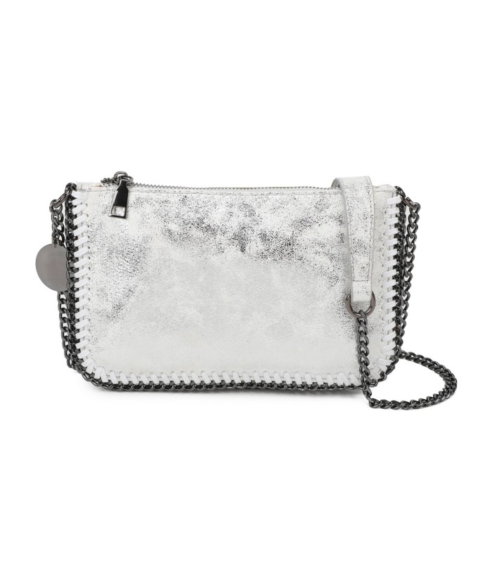 T11824 - Bolso de metalizado para fiesta con bandolera de cadena
