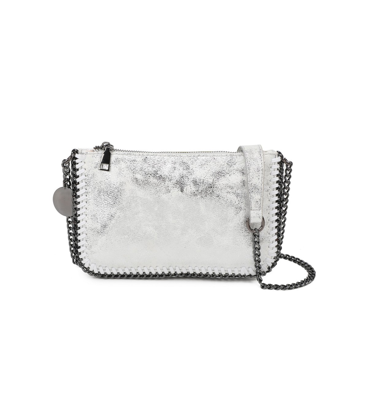 T11824 - Bolso de metalizado para fiesta con bandolera de cadena