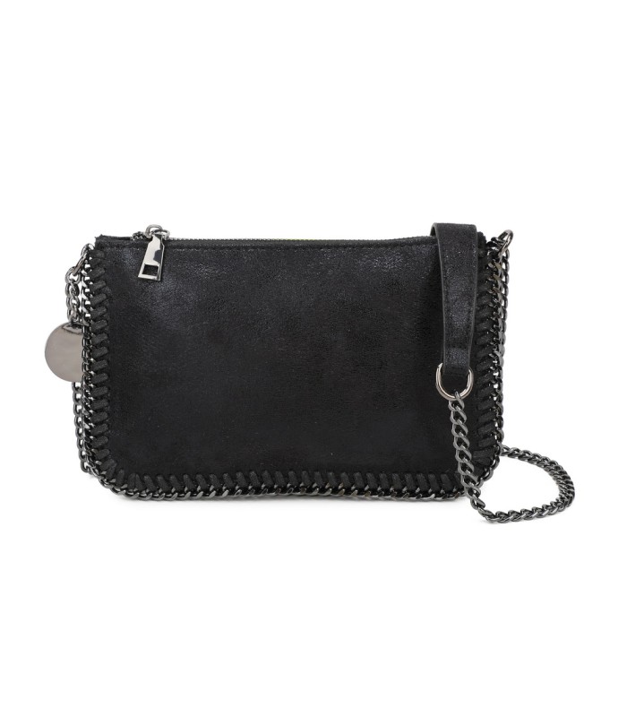 T11824 - Bolso de metalizado para fiesta con bandolera de cadena