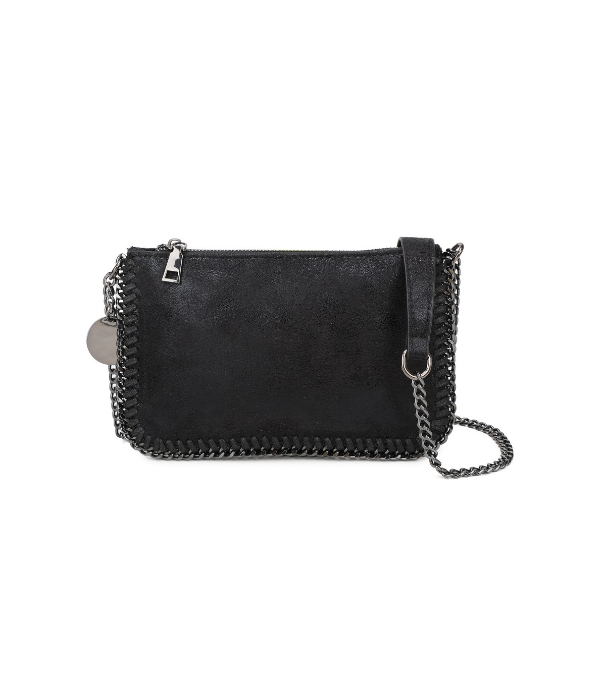 T11824 - Bolso de metalizado para fiesta con bandolera de cadena