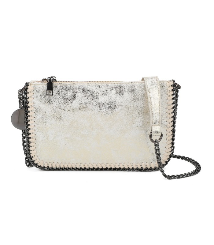 T11824 - Bolso de metalizado para fiesta con bandolera de cadena