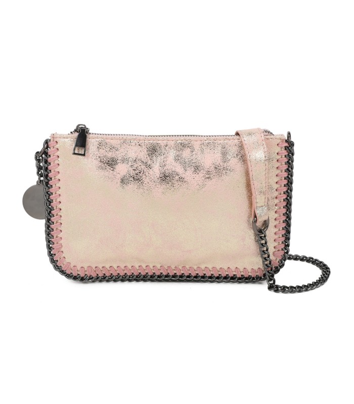T11824 - Bolso de metalizado para fiesta con bandolera de cadena