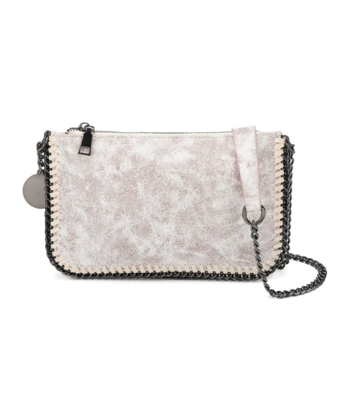 T11824 - Bolso de metalizado para fiesta con bandolera de cadena