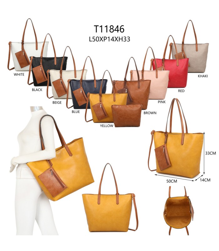 T11846 - Bolso con neceser y monedero asa amplia para llevar al hombro