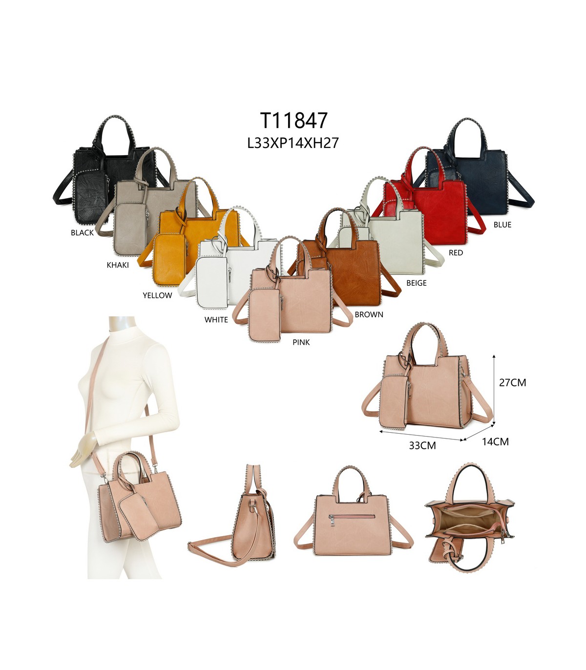 T11847 - Bolso con monedero externo y amplio espacio